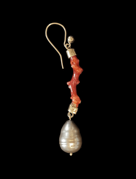 Coral Branch and Black Pearl Earrings - Image 7