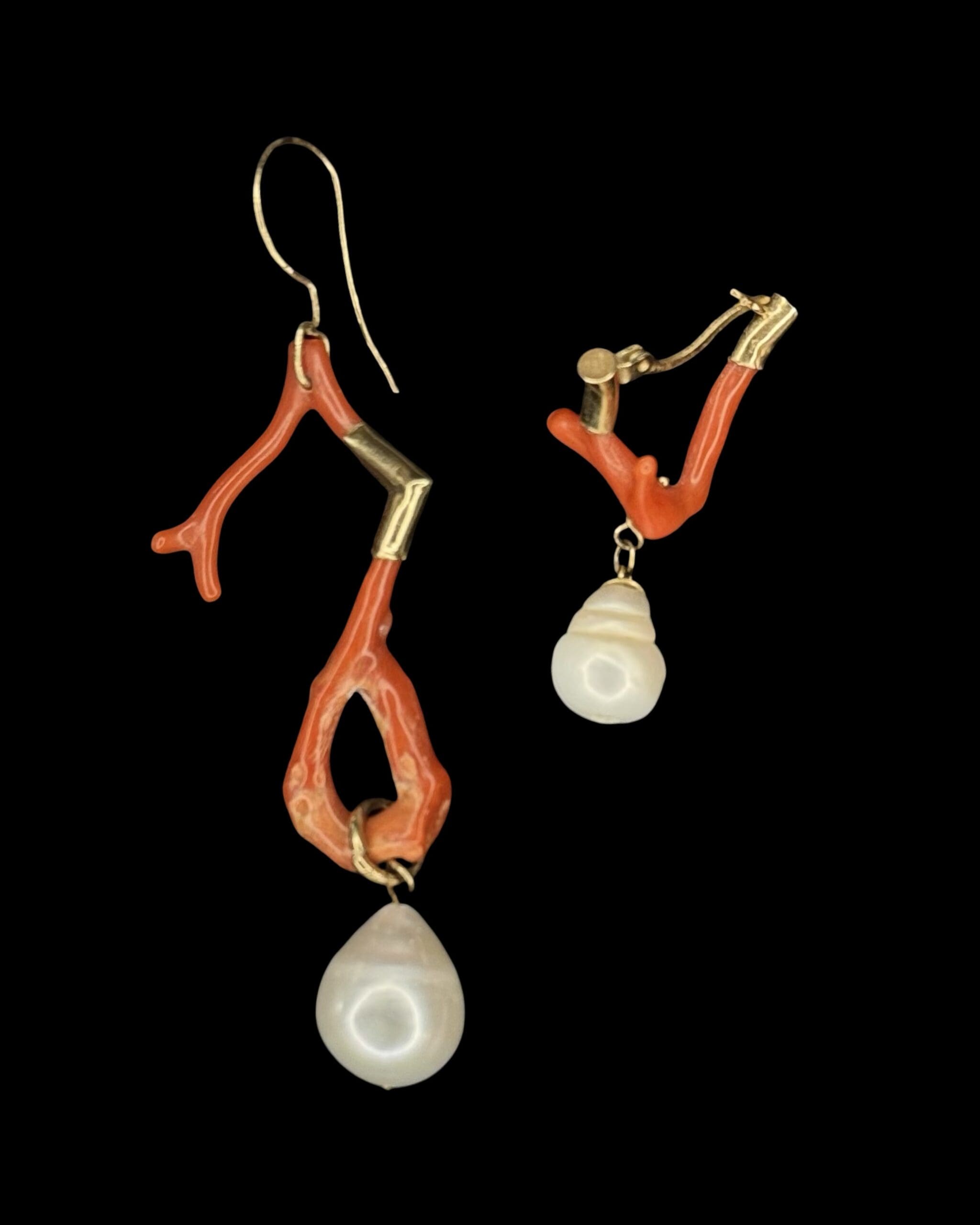 Coral Branch Earrings with Piping