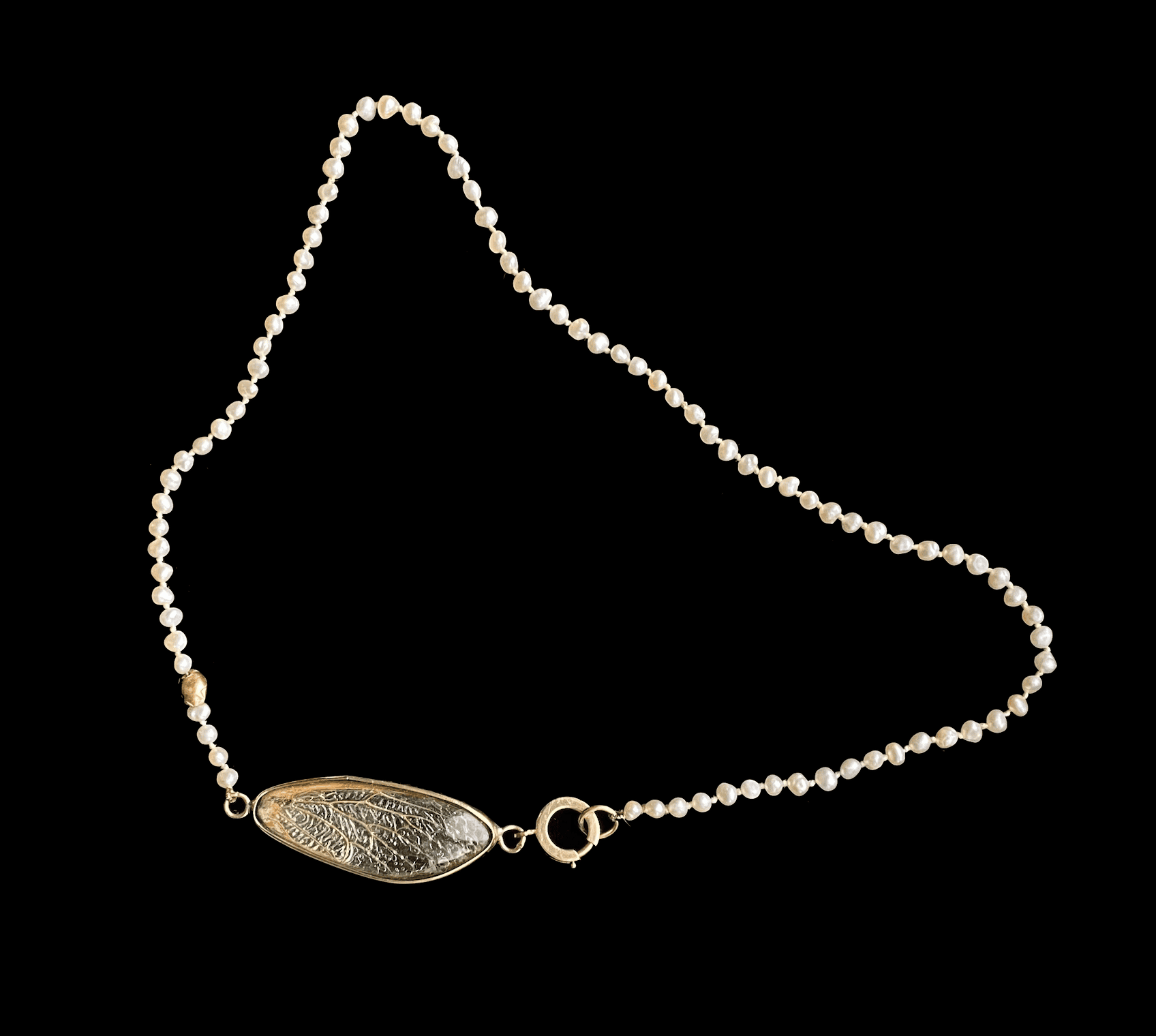 Seed Pearl and Dragonfly Wing Necklace